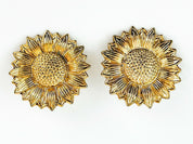 KENZO Paris Vintage Sunflower Clip-on Earrings Gold Tone Beautiful