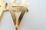 NINA RICCI Beautiful Ice Rhinestones Double Triangle Gold Tone Brooch Pin Vintage