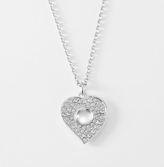 New Heart Necklace Sterling Silver 925 Glass Cabochon Rhodium Plated Gorgeous Swarovski Crystal