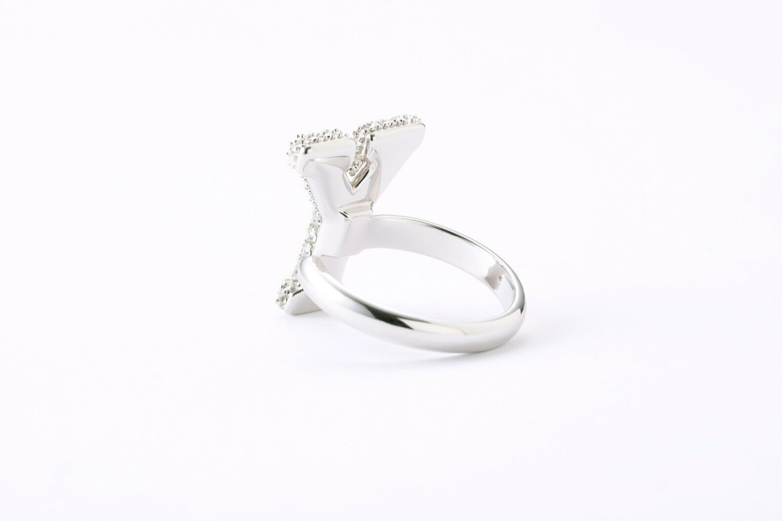 Alphabet Ring Initial Y Swarovski Crystals Free Size Sterling Silver 925 Rhodium Plated