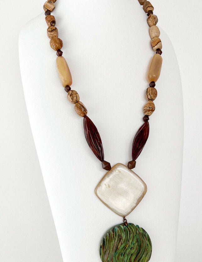 Vintage Yves Saint Laurent wood necklace