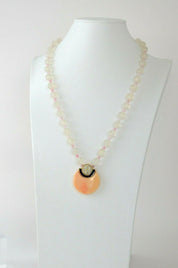 Vintage Givenchy Necklace Pendant, Chain Necklace, Clear Beads, Enamel Rhinestones, Pink Vintage Jewelry Gold, Gift for her