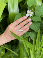 Alphabet Ring Initial  Z Swarovski Crystals Free Size Sterling Silver 925 Rhodium Plated