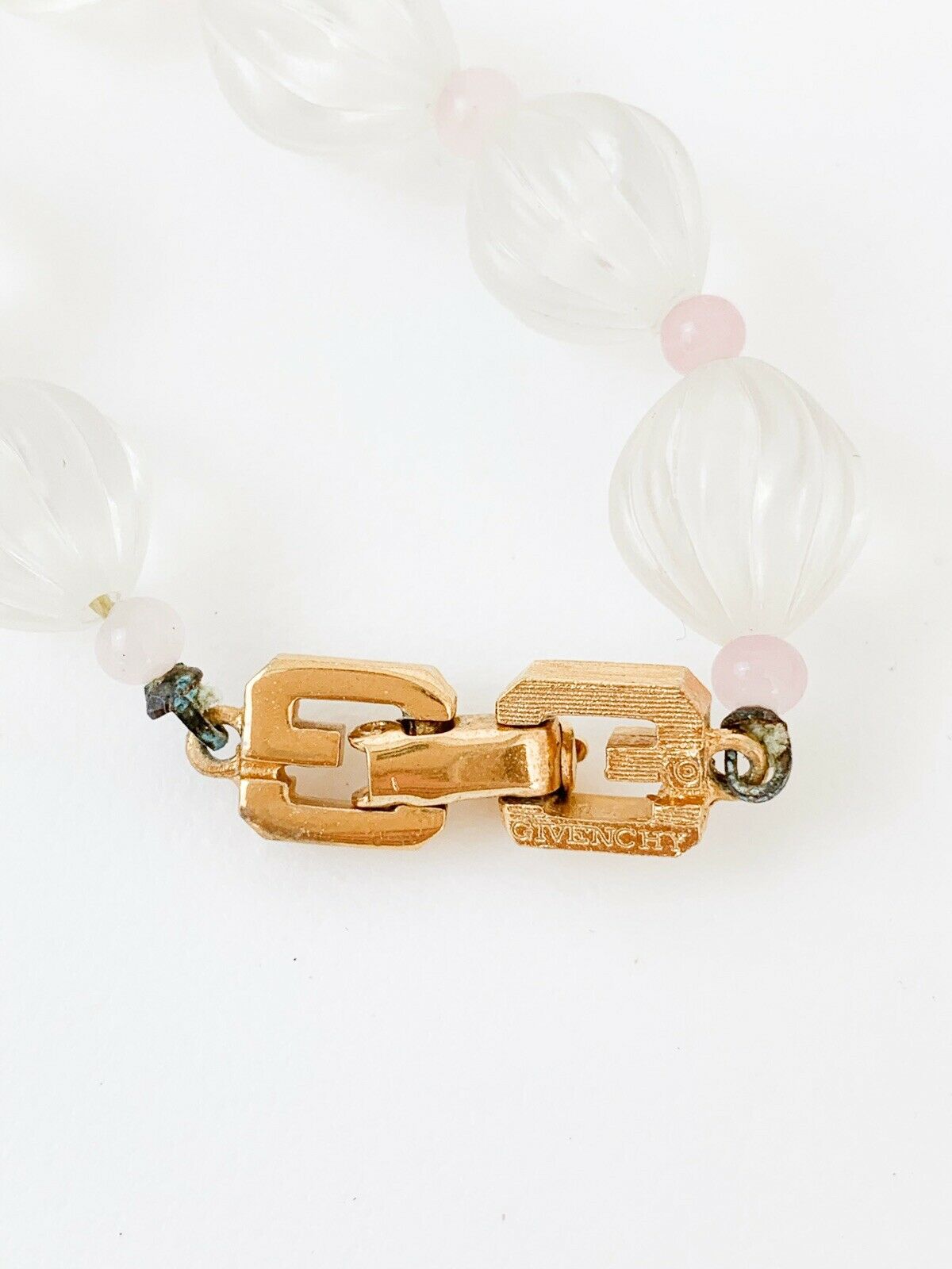 Vintage Givenchy Necklace Pendant, Chain Necklace, Clear Beads, Enamel Rhinestones, Pink Vintage Jewelry Gold, Gift for her