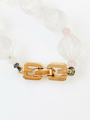 Vintage Givenchy Necklace Pendant, Chain Necklace, Clear Beads, Enamel Rhinestones, Pink Vintage Jewelry Gold, Gift for her