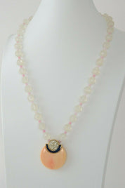 Vintage Givenchy Necklace Pendant, Chain Necklace, Clear Beads, Enamel Rhinestones, Pink Vintage Jewelry Gold, Gift for her