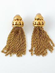【SOLD OUT】NINA RICCI Gold Tone Long Drop Earrings Fringe Chain