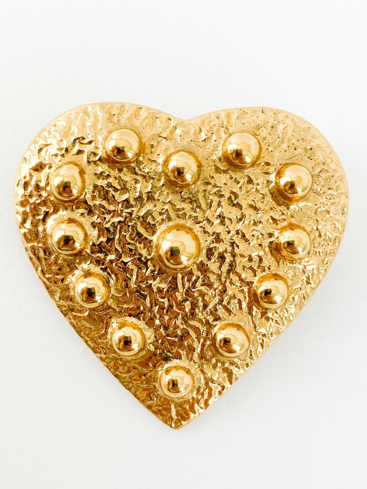 YSL Yves Saint Laurent Vintage Gold Tone Heart Pendant Brooch Pin