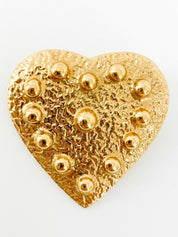 YSL Yves Saint Laurent Vintage Gold Tone Heart Pendant Brooch Pin
