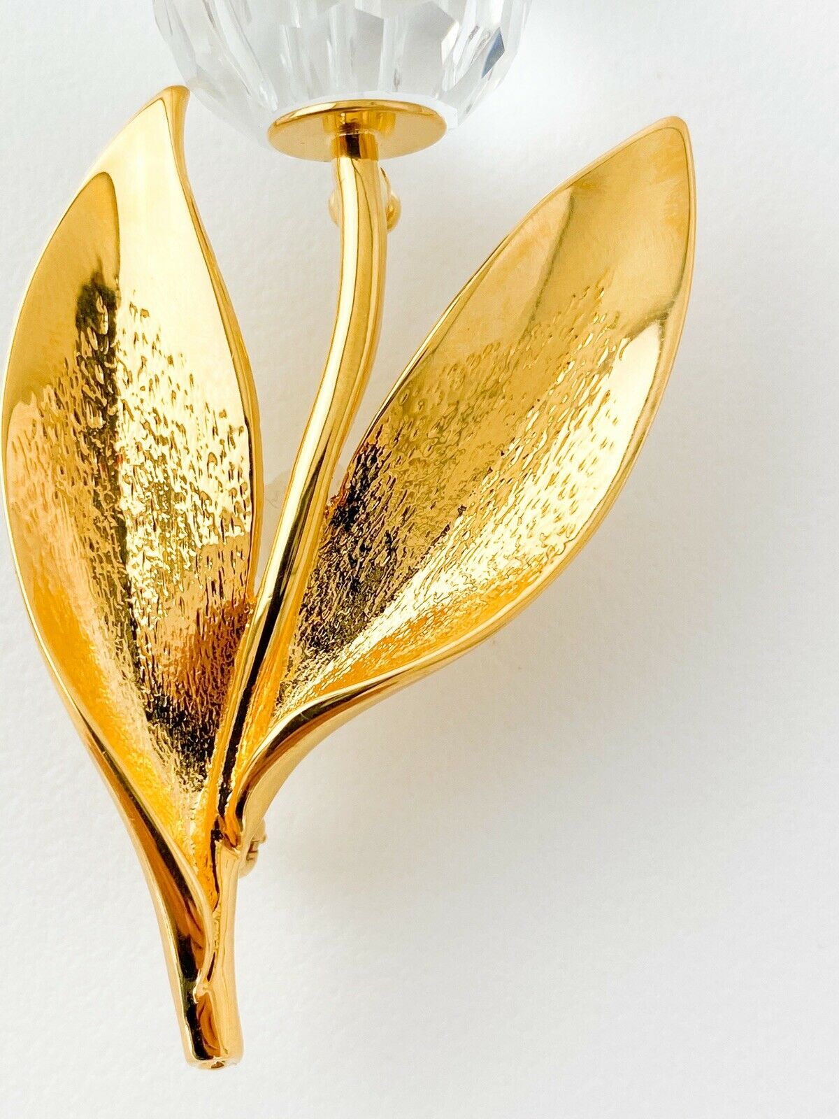 Swarovski Vintage Gold Tone Crystal Brooch Pin Tulips Beautiful