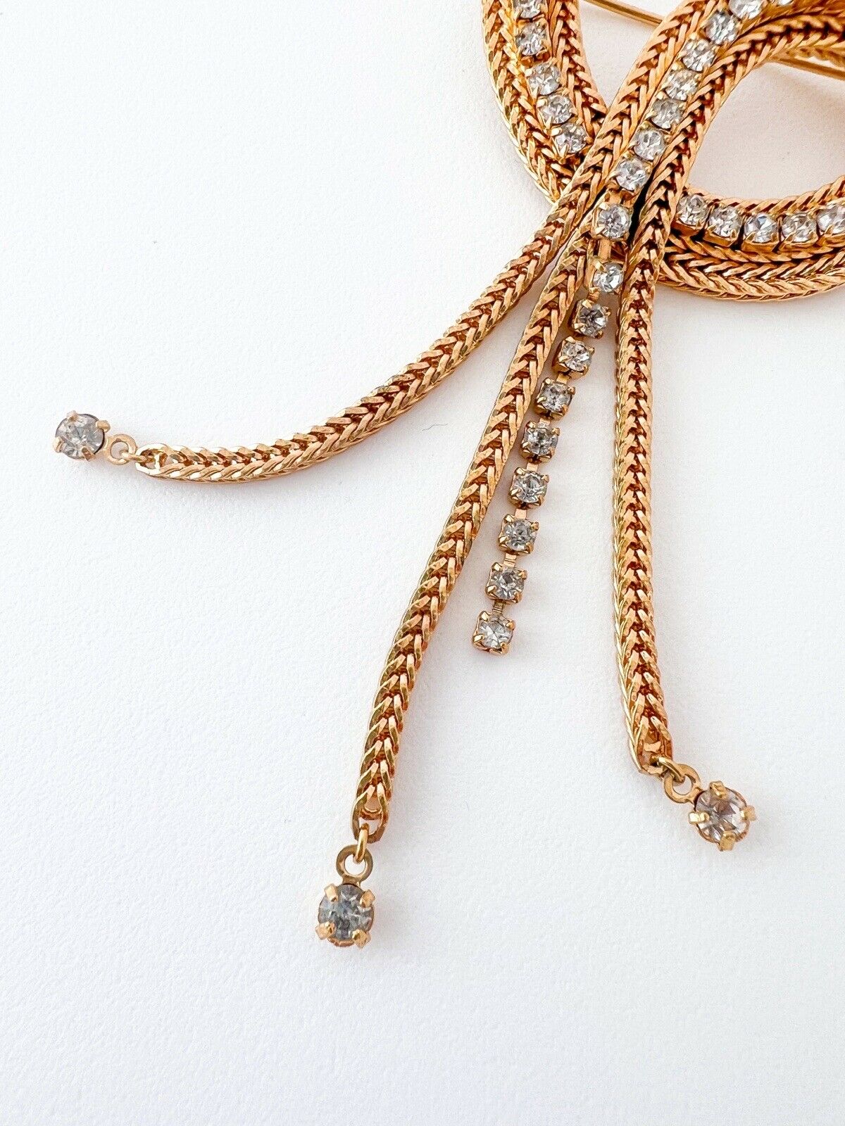 Pierre Balmain Vintage Brooch Pin Dangle Chain Fringe Rhinestone