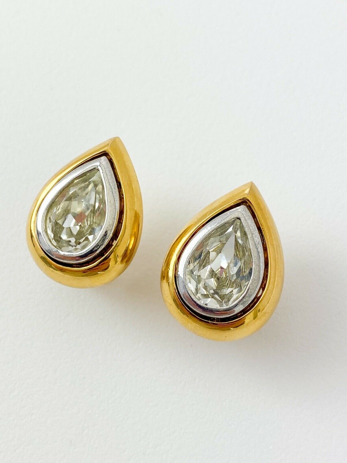 YSL Yves Saint Laurent Vintage Dew Drop Earrings Crystal Rhinestone