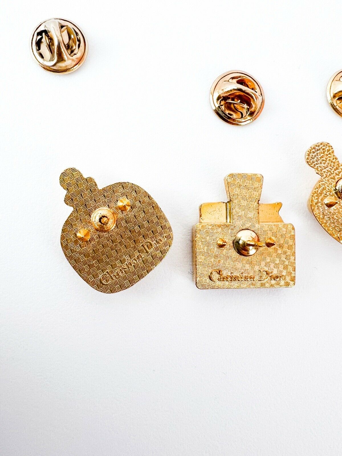 Christian Dior Gold Tone Mini Brooch Pin Sets Perfumes Bottles