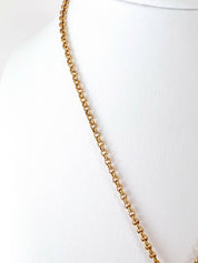 【SOLD OUT】YSL Yves Saint Laurent Vintage Gold Tone Heart Necklace Amber Cabochon