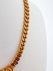 【SOLD OUT】Moschino Vintage Gold Tone Choker Necklace Chain Logo Charm