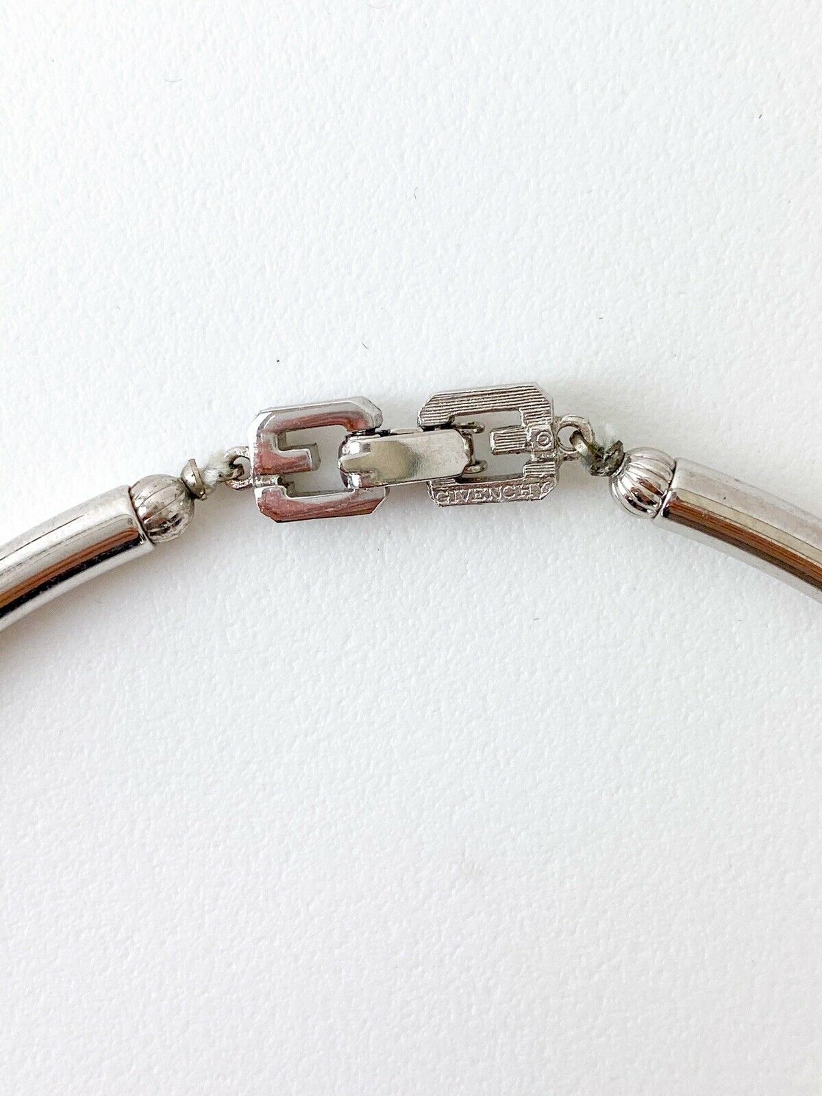 Givenchy 1976 Silver Tone Choker Necklace Epoxy Hexagon Butterfly Turtle Extremely Rare