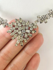 Christian Dior Germany Vintage Choker Necklace Silver Tone Crystal Rhinestone