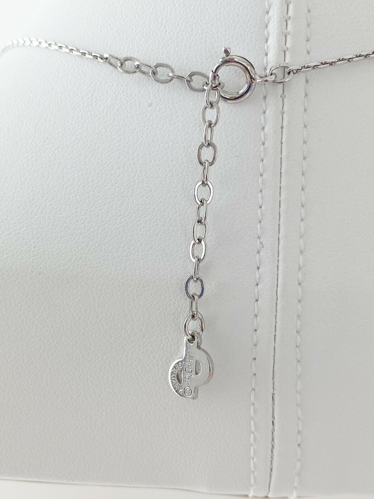 Christian Dior Germany Vintage Silver Tone Choker Necklace Rhinestone Purple