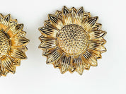 KENZO Paris Vintage Sunflower Clip-on Earrings Gold Tone Beautiful