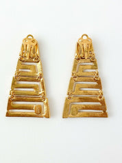 Vintage GIANNI VERSACE Earrings, Gold Tone Earrings, Vintage Rhinestone, Massive Logo, Vintage Jewelry, Earrings Drop Gold, Gift for her