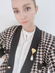 【SOLD OUT】YSL Yves Saint Laurent Vintage Gold Tone Heart Drop Brooch Pin Faux Pearl