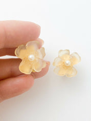 KENZO Paris Vintage Flower Floral Clip-on Earrings Yellow Beautiful