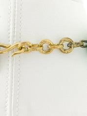 YSL Yves Saint Laurent Vintage Gold Tone Link Necklace Emerald Green Black