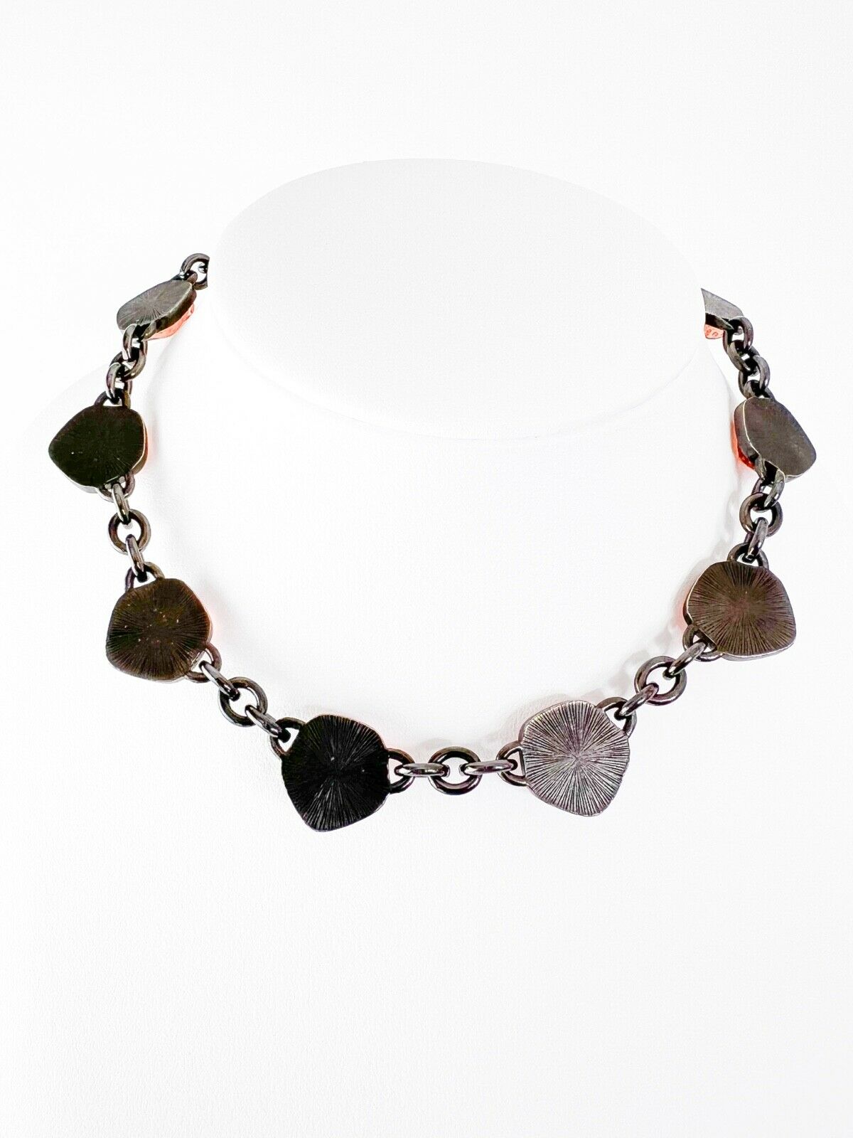 YSL Yves Saint Laurent Vintage Choker Necklace Pink Poured Resin Cabochon