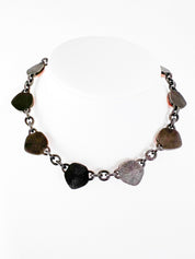 YSL Yves Saint Laurent Vintage Choker Necklace Pink Poured Resin Cabochon