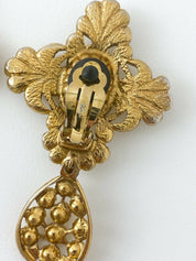 YSL Yves Saint Laurent Vintage Gold Tone Massive Dangle Earrings