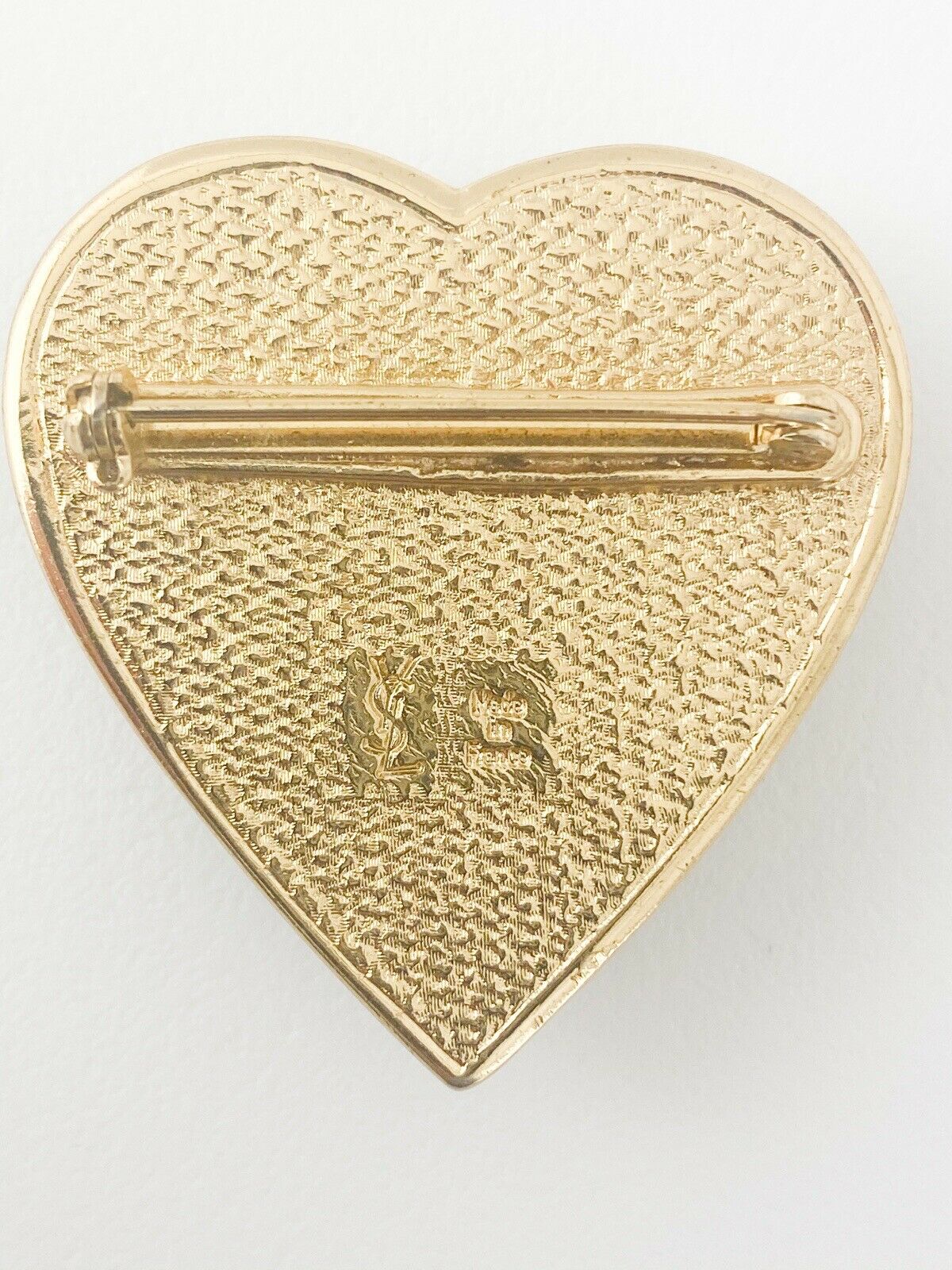 YSL Yves Saint Laurent Vintage Heart Brooch Pin Purple