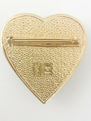 YSL Yves Saint Laurent Vintage Heart Brooch Pin Purple