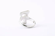 Alphabet Ring Initial F Swarovski Crystals Free Size Sterling Silver 925 Rhodium Plated