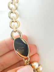 【SOLD OUT】Christian Dior Mise en Dior Vintage Gold Tone Multi-Strand Choker Necklace Faux Pearl