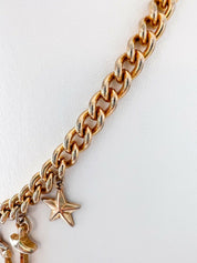 【SOLD OUT】Moschino Vintage Gold Tone Multi-Charm Chain Necklace Ship Anchor