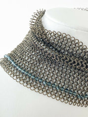 CHANEL Silver Tone Metallic Massive Choker Collar Necklace Beads Made in France