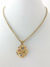 【SOLD OUT】YSL Yves Saint Laurent Vintage Gold Tone Flower Necklace Rhinestones