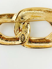 【SOLD OUT】YSL Yves Saint Laurent Vintage Gold Tone Brooch Pin Gold Tone Brooch Pin Openwork Link