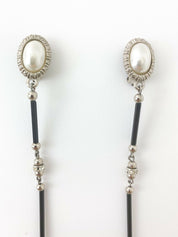 【SOLD OUT】Christian Dior Boutique Long Dangling Earrings Faux Pearls Rhinestones Vintage