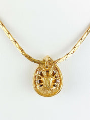 【SOLD OUT】YSL Yves Saint Laurent Vintage Gold Tone Dew Drop Choker Necklace Rhinestones