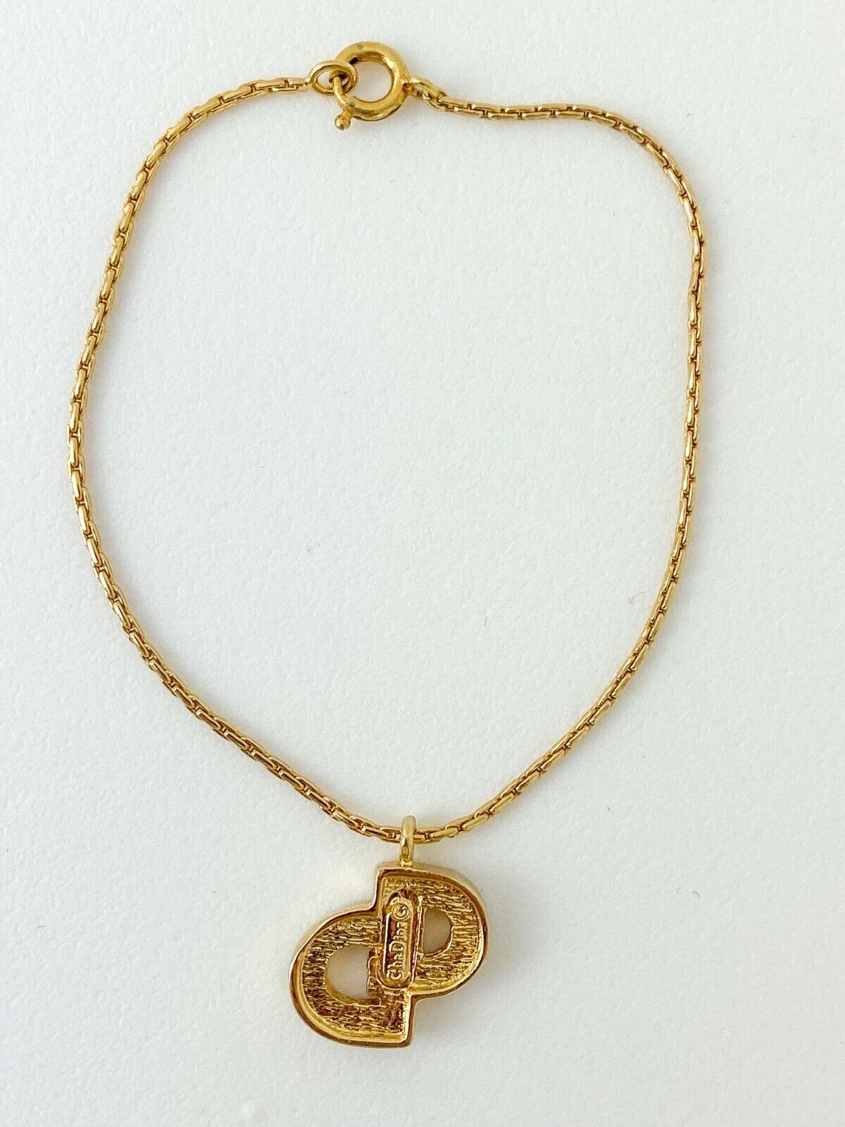 Christian Dior Vintage Gold Tone CD Logo Bracelet Rhinestones