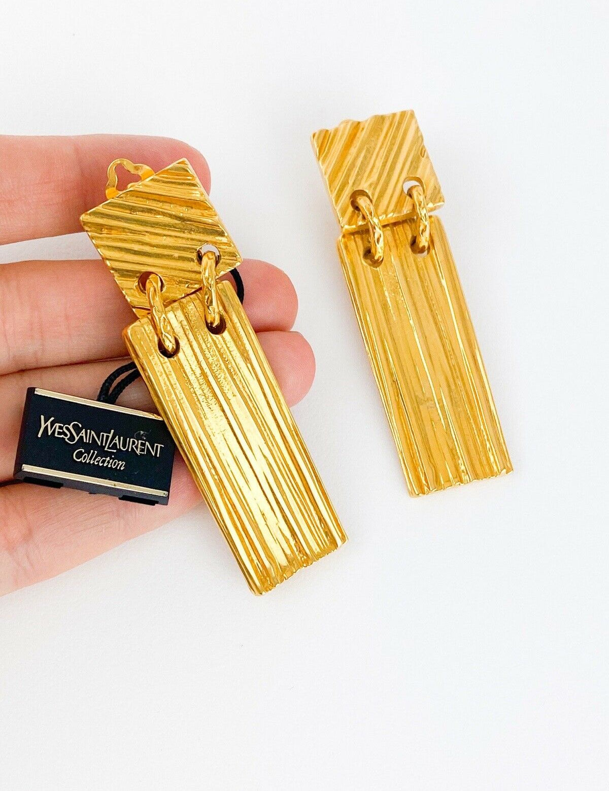 vintage Yves Saint Laurent  rectangle earrings 