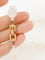 Vintage Givenchy Necklace Pendant, Chain Necklace, Clear Beads, Enamel Rhinestones, Pink Vintage Jewelry Gold, Gift for her