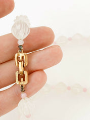 Vintage Givenchy Necklace Pendant, Chain Necklace, Clear Beads, Enamel Rhinestones, Pink Vintage Jewelry Gold, Gift for her