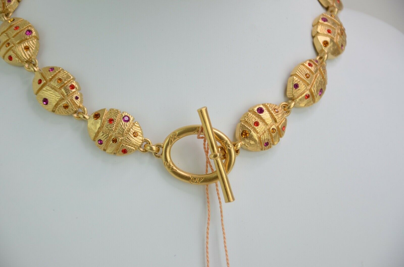 Vintage NINA RICCI Necklace, Gold Tone Necklace, Bug Charm, Choker Necklace, Vintage Rhinestones, Vintage Jewelry, Personalized Gifts