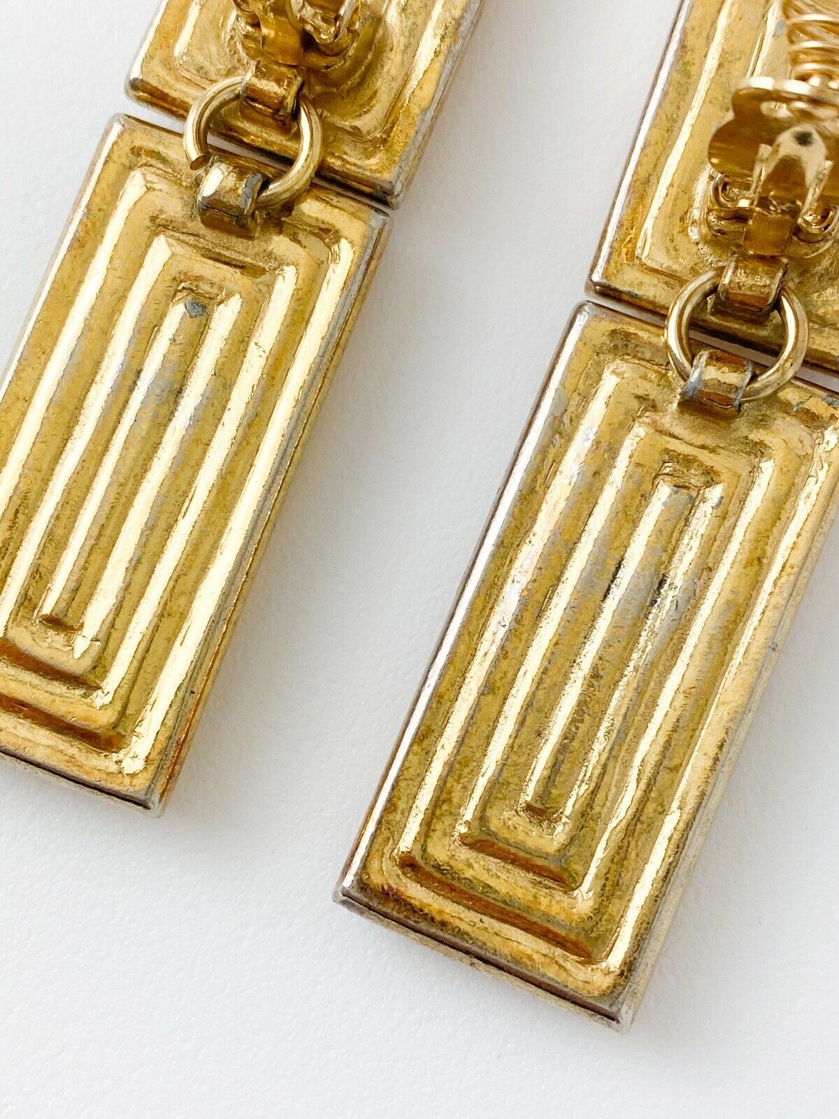 YSL Yves Saint Laurent Vintage Gold Tone Massive Drop Earrings Resin Yellow Gorgeous