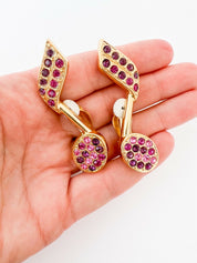 【SOLD OUT】YSL Yves Saint Laurent Vintage Earrings Musical Note Pink Made in France