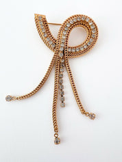 Pierre Balmain Vintage Brooch Pin Dangle Chain Fringe Rhinestone