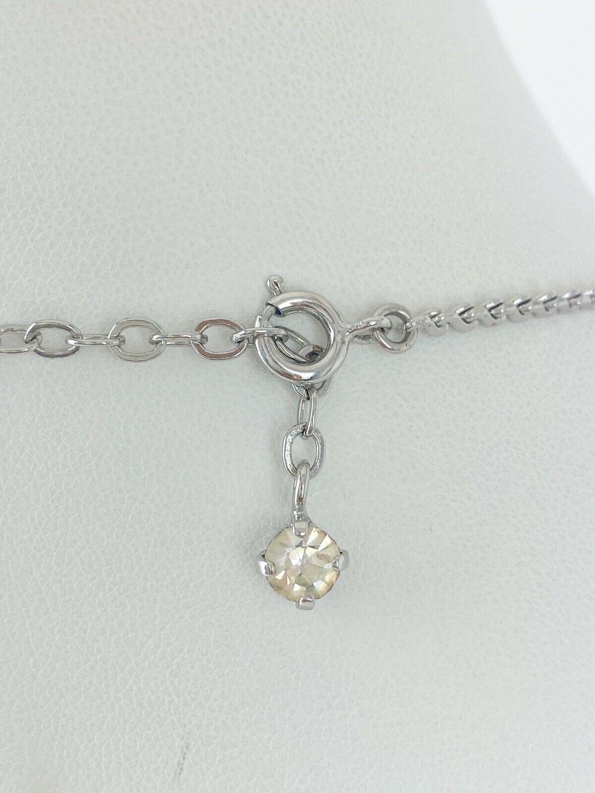 Christian Dior Germany Silver Tone Vintage Choker Necklace Crystal Ruby