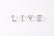 Alphabet Ring Initial  D Swarovski Crystals Free Size Sterling Silver 925 Rhodium Plated